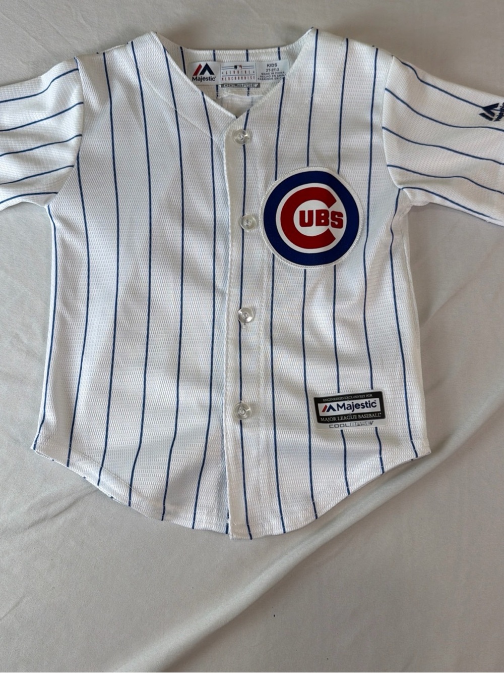 Majestic White with Blue Pinstripe Chicago Cubs Youth Jersey